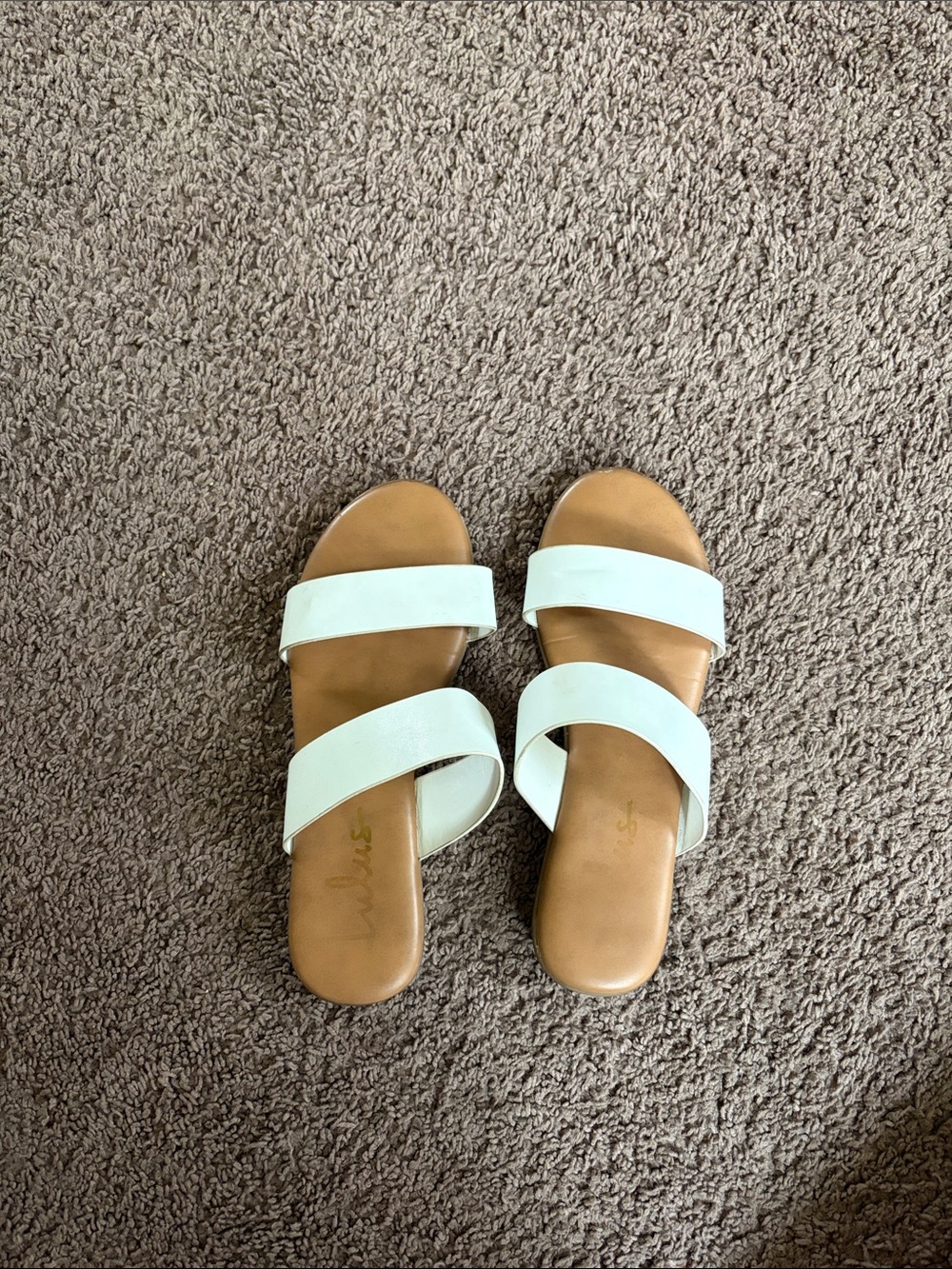 White Double-Strap Slide Sandals for Women